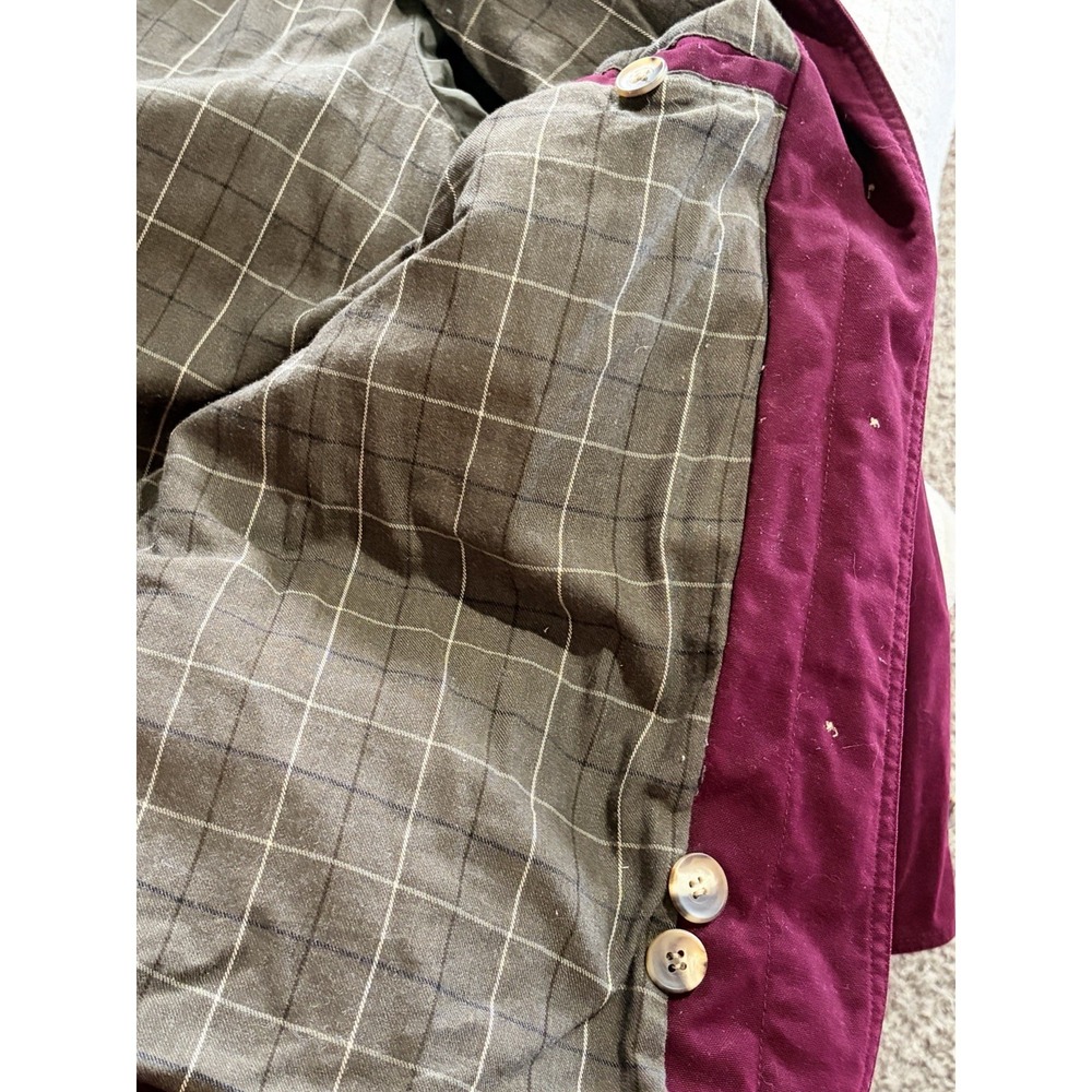 Lands End Barn Coat Womens Medium Brick Chore Jacket Corduroy Collar Plaid Lined - Picture 9 of 12